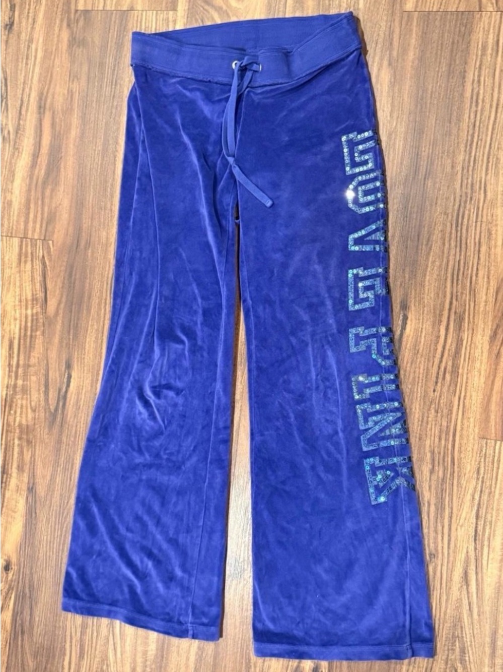VTG 2010s VS PINK Royal Blue Velour Sequin
Flare Sweatpants McBling Y2K